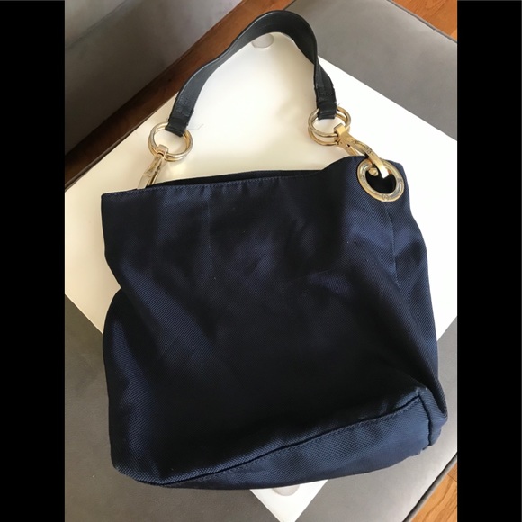 Handbags - JPK Paris 75 navy bag with gold hardware.